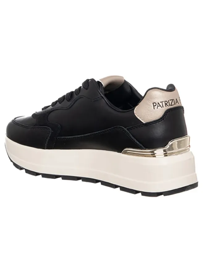 Patrizia Pepe Sneakers^Leder-Sneakers in Schwarz/ Gold
