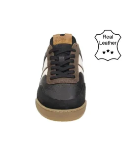 Leder-Sneakers in Schwarz/ Braun/ Weiß><noscript><img width=
