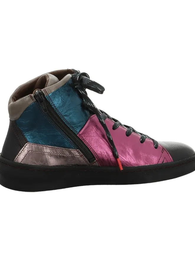Think! Stiefeletten^Leder-Sneakers in Schwarz/ Pink