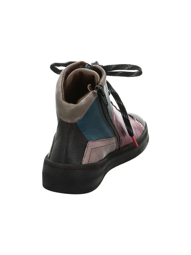 Think! Stiefeletten^Leder-Sneakers in Schwarz/ Pink