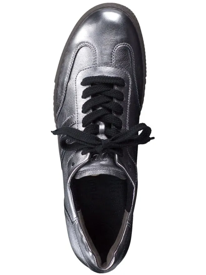 Paul Green Schnürschuhe^Leder-Sneakers in Silber