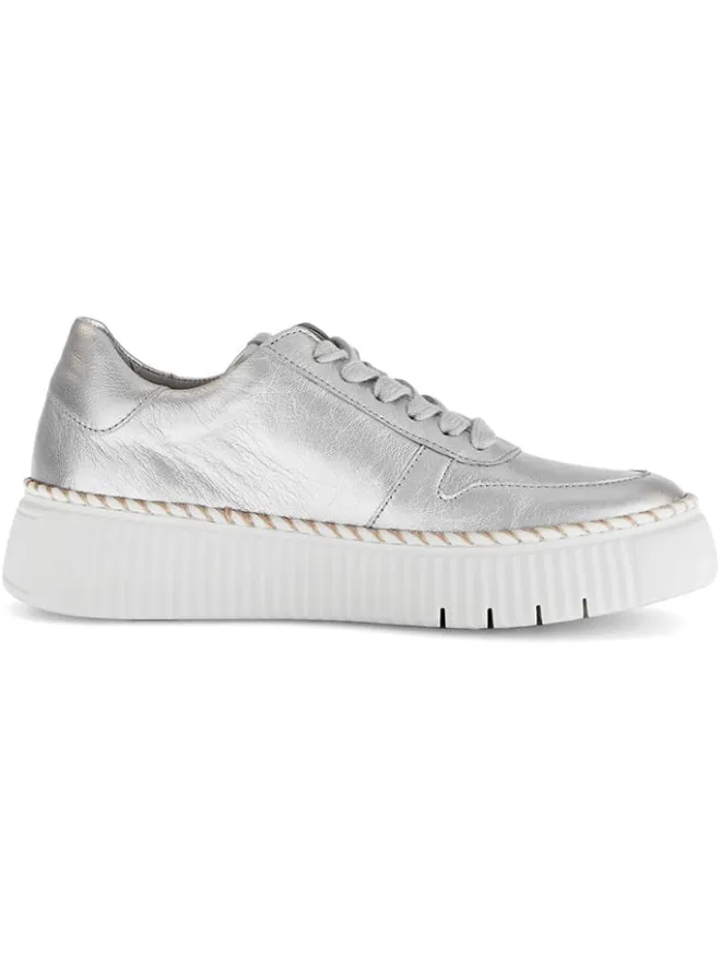 Leder-Sneakers in Silber>Gabor New