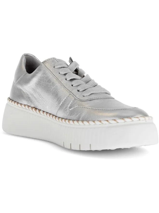 Leder-Sneakers in Silber>Gabor New