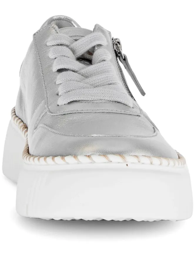 Leder-Sneakers in Silber>Gabor New