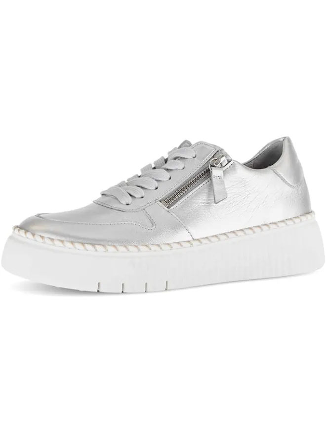 Leder-Sneakers in Silber>Gabor New