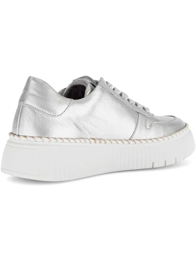 Leder-Sneakers in Silber>Gabor New