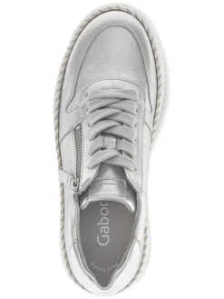 Leder-Sneakers in Silber><noscript><img width=