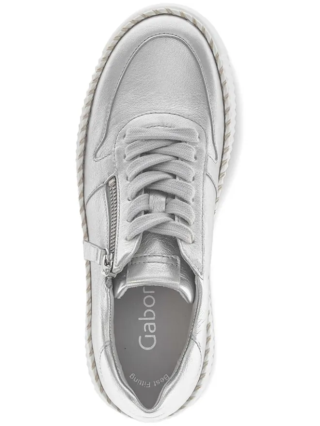 Leder-Sneakers in Silber>Gabor New
