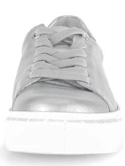 Leder-Sneakers in Silber><noscript><img width=