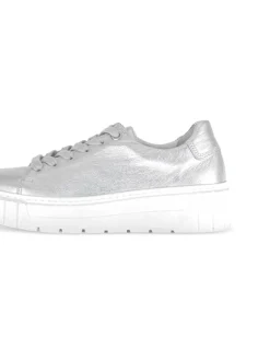 Leder-Sneakers in Silber><noscript><img width=