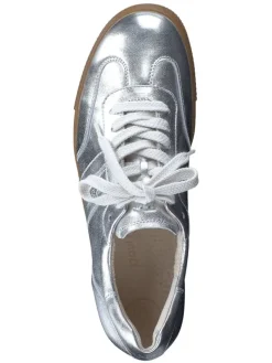 Leder-Sneakers in Silber><noscript><img width=