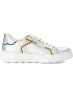 Leder-Sneakers in Silber/ Bunt><noscript><img width=