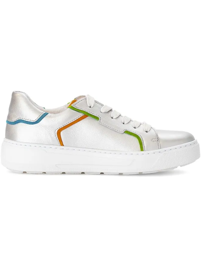 Leder-Sneakers in Silber/ Bunt>Gabor Clearance