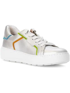 Leder-Sneakers in Silber/ Bunt><noscript><img width=