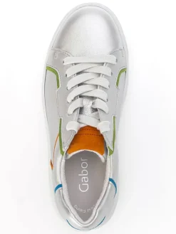 Leder-Sneakers in Silber/ Bunt><noscript><img width=
