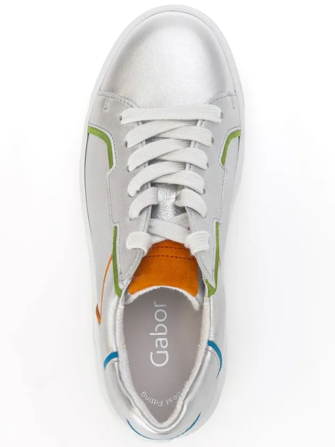 Leder-Sneakers in Silber/ Bunt>Gabor Clearance