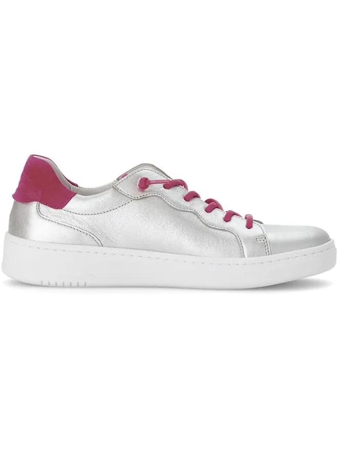 Gabor Sneakers^Leder-Sneakers in Silber/ Fuchsia