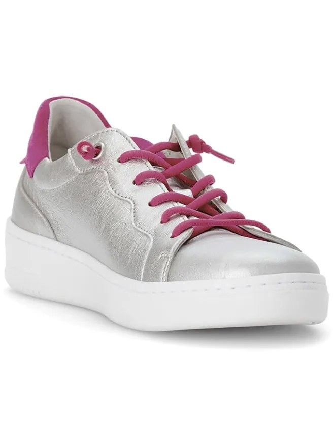 Gabor Sneakers^Leder-Sneakers in Silber/ Fuchsia