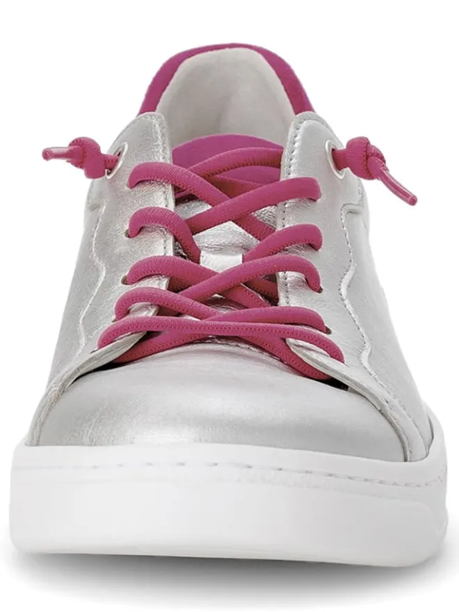 Gabor Sneakers^Leder-Sneakers in Silber/ Fuchsia