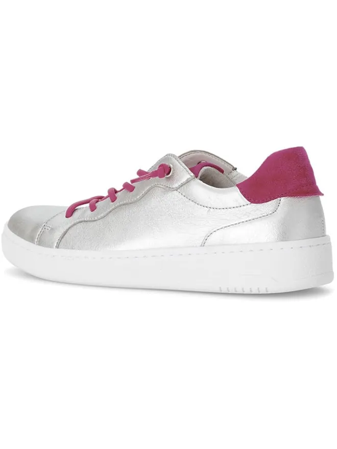 Gabor Sneakers^Leder-Sneakers in Silber/ Fuchsia