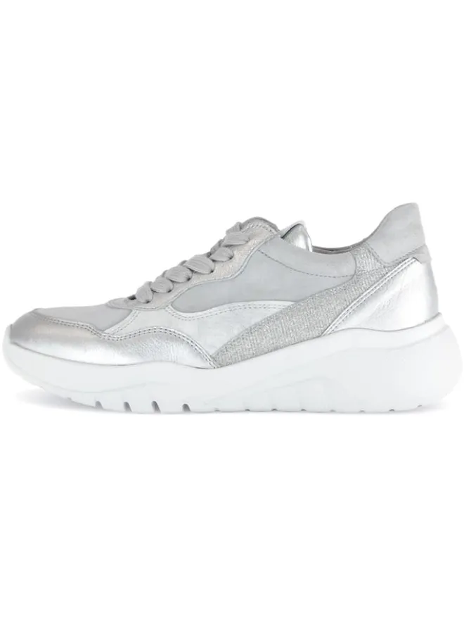 Leder-Sneakers in Silber/ Grau>Gabor Best
