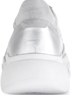 Leder-Sneakers in Silber/ Grau><noscript><img width=