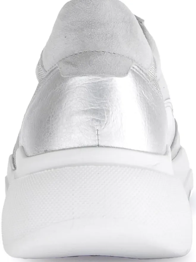 Leder-Sneakers in Silber/ Grau>Gabor Best