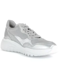 Leder-Sneakers in Silber/ Grau><noscript><img width=