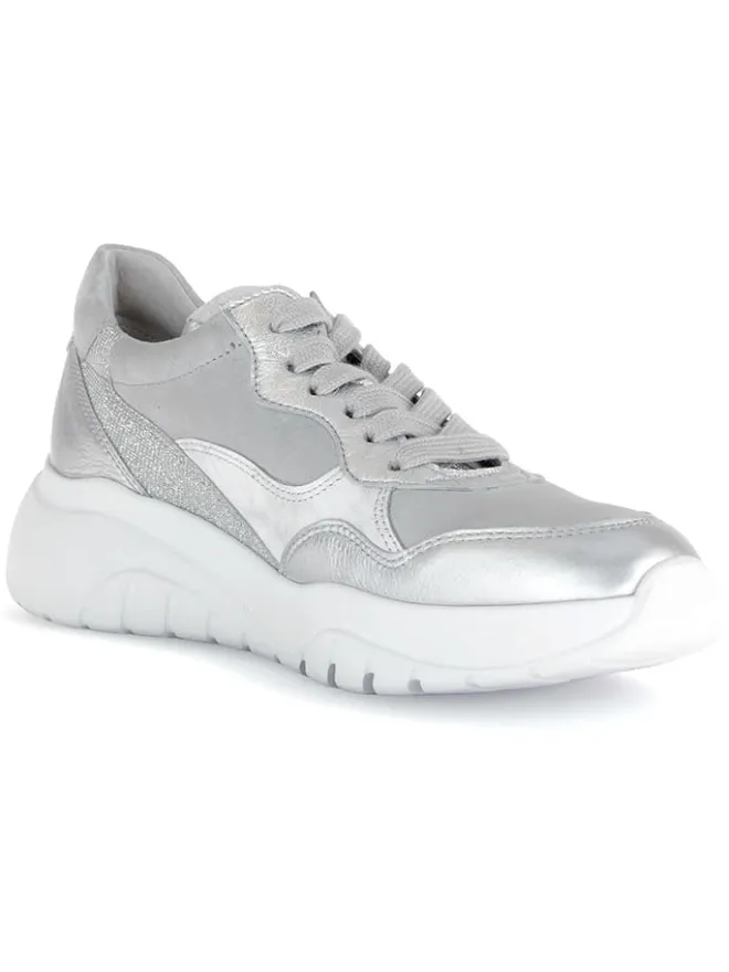 Leder-Sneakers in Silber/ Grau>Gabor Best