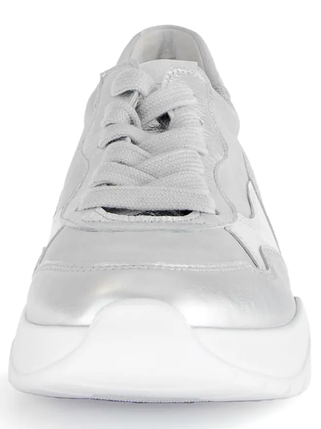 Leder-Sneakers in Silber/ Grau>Gabor Best