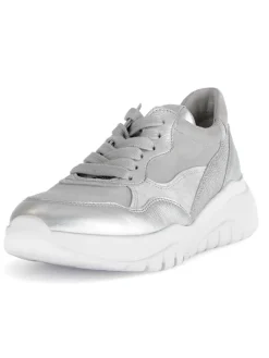 Leder-Sneakers in Silber/ Grau><noscript><img width=