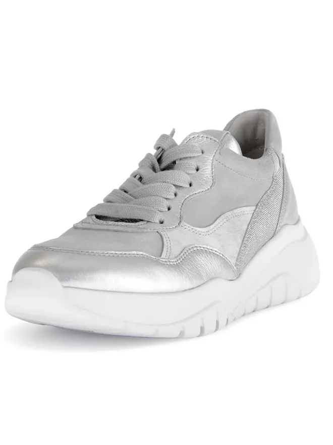 Leder-Sneakers in Silber/ Grau>Gabor Best