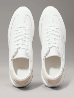 Leder-Sneakers in Weiß/ Beige><noscript><img width=