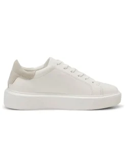 Leder-Sneakers in Weiß/ Beige><noscript><img width=