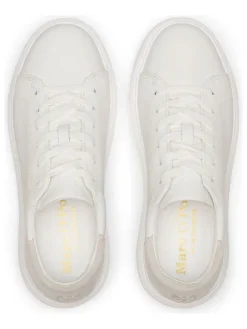 Leder-Sneakers in Weiß/ Beige><noscript><img width=