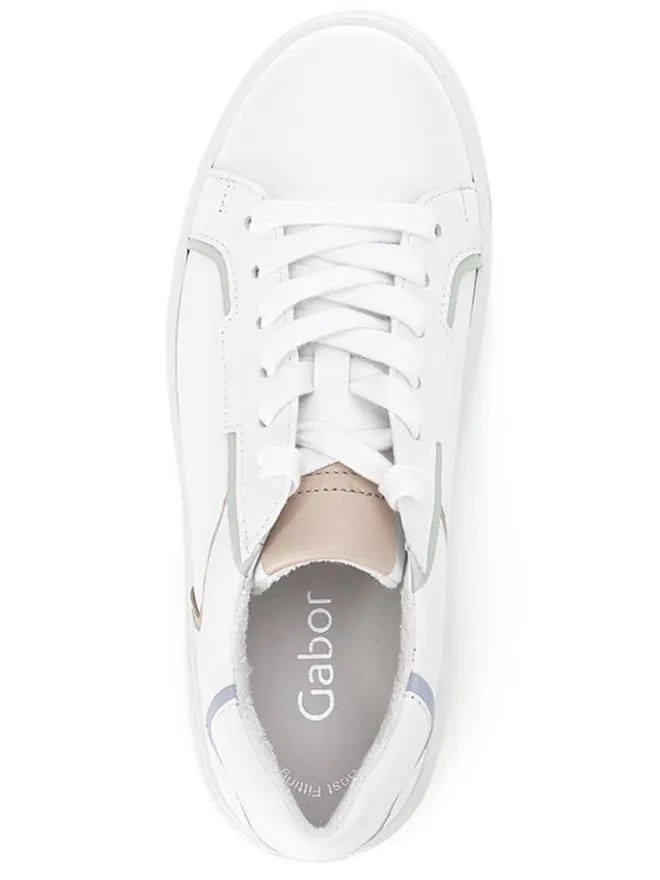 Leder-Sneakers in Weiß/ Bunt>Gabor New