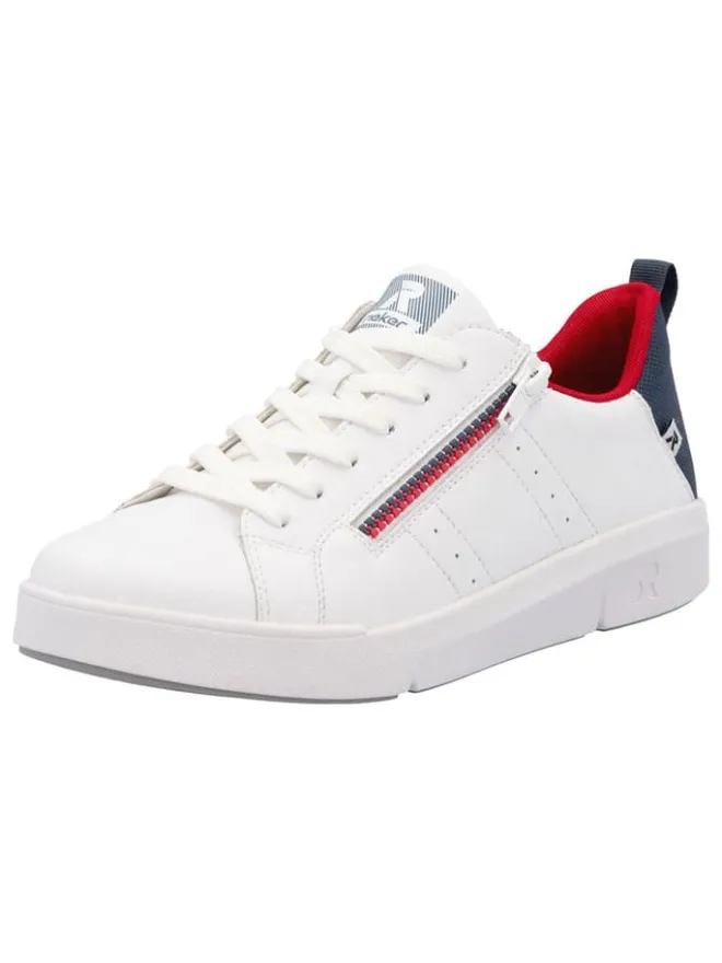 Leder-Sneakers in Weiß/ Dunkelblau>rieker Online