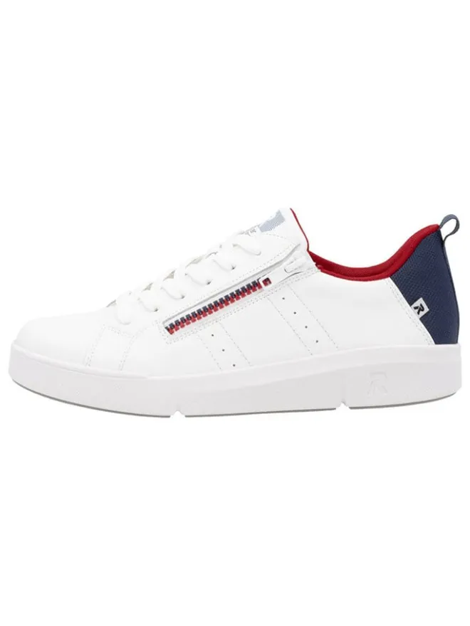 Leder-Sneakers in Weiß/ Dunkelblau>rieker Online
