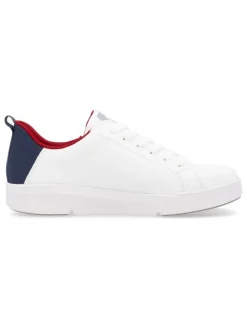 Leder-Sneakers in Weiß/ Dunkelblau><noscript><img width=