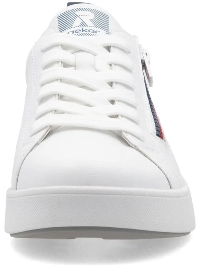 Leder-Sneakers in Weiß/ Dunkelblau>rieker Online