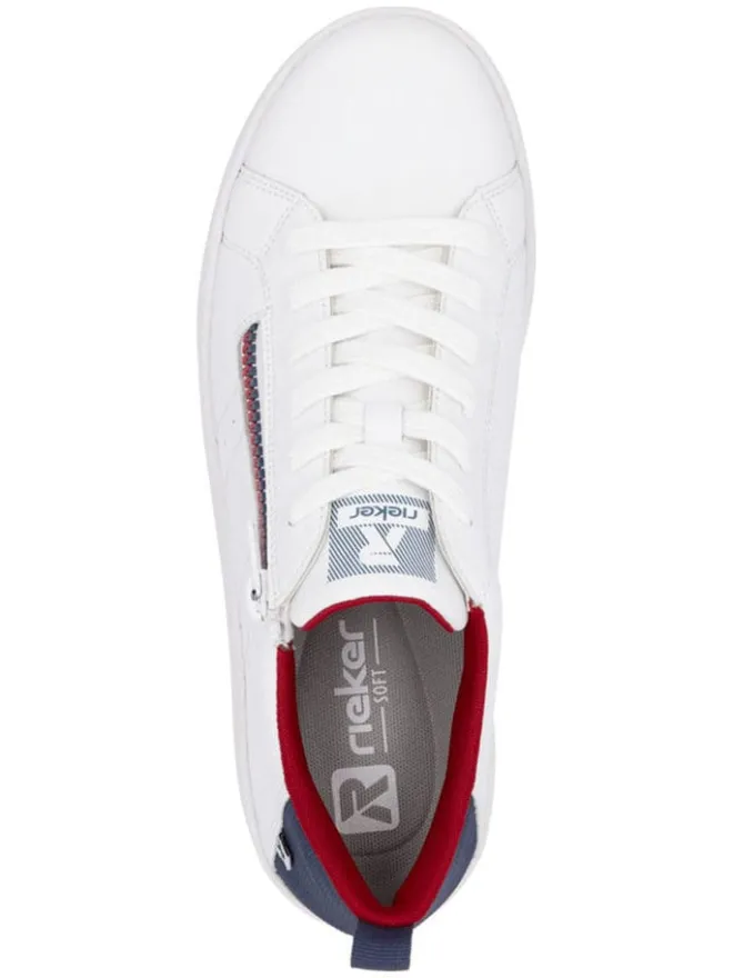 Leder-Sneakers in Weiß/ Dunkelblau>rieker Online
