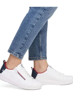 Leder-Sneakers in Weiß/ Dunkelblau><noscript><img width=