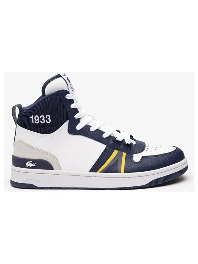 Leder-Sneakers in Weiß/ Dunkelblau>Lacoste