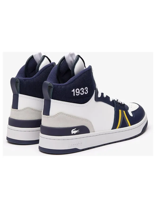 Leder-Sneakers in Weiß/ Dunkelblau>Lacoste