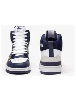 Leder-Sneakers in Weiß/ Dunkelblau><noscript><img width=