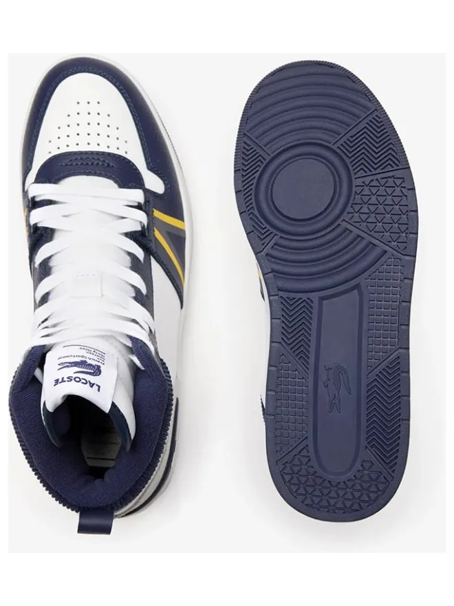 Leder-Sneakers in Weiß/ Dunkelblau>Lacoste