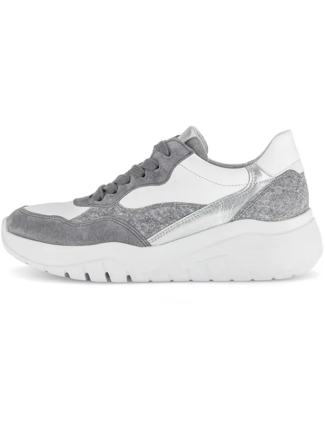 Gabor Sneakers^Leder-Sneakers in Weiß/ Grau/ Silber