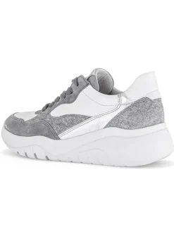 Gabor Sneakers^Leder-Sneakers in Weiß/ Grau/ Silber