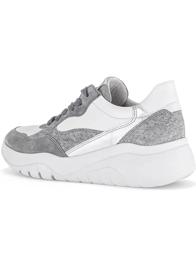 Gabor Sneakers^Leder-Sneakers in Weiß/ Grau/ Silber