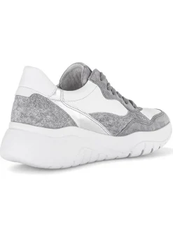Gabor Sneakers^Leder-Sneakers in Weiß/ Grau/ Silber